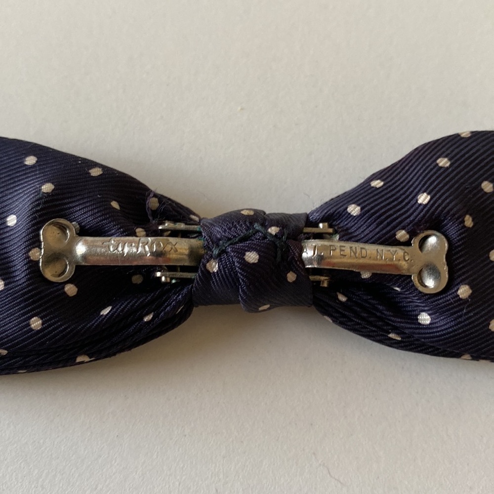Three vintage Bow Ties Navy Green Polkadot - Picture 4 of 8